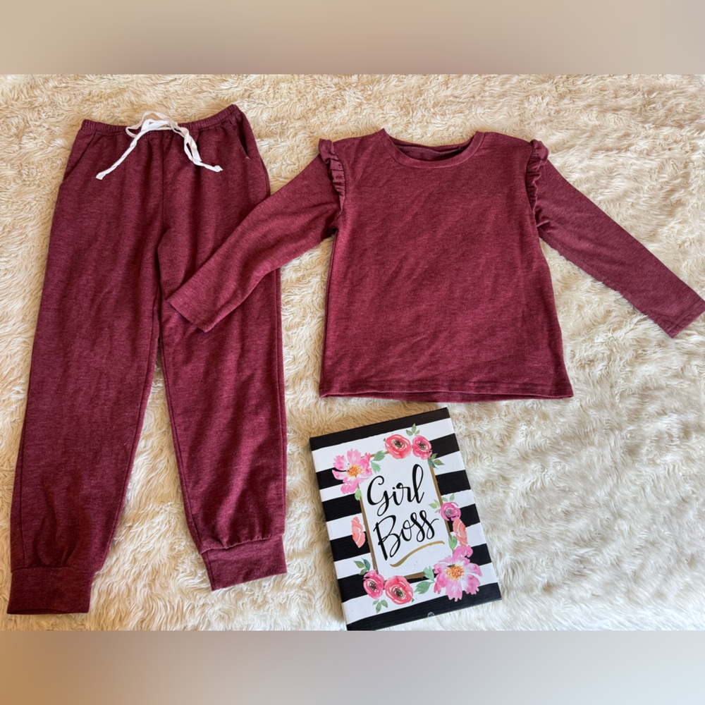 Kids Maroon Sweatshirt and Joggers Set